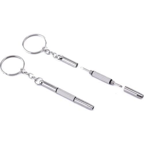 New Mini Screwdriver Combination Tool Portable Metal Keychain Men Sliver Utility Pocket Multifunction Key Ring Fashion Key Chain