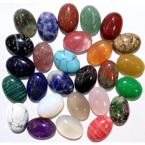 15*20 Natural Stone Quartz crystal Turquoises tiger eye Oval Cabochon for diy Jewelry making Making Ring Earring Accessories30pc