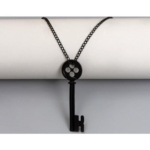 1pcs Coraline Necklace Keychain Movie Ghost Mother Skeleton Black Button Heart Pendants Jewelry Gifts Halloween Cosplay Props