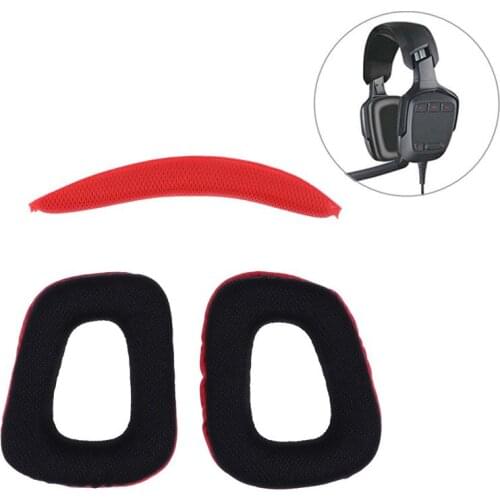 Pair of Replacement Ear Pads Ear Cushions with Head Beam Cushion for Logitech G430 G930 Headphones