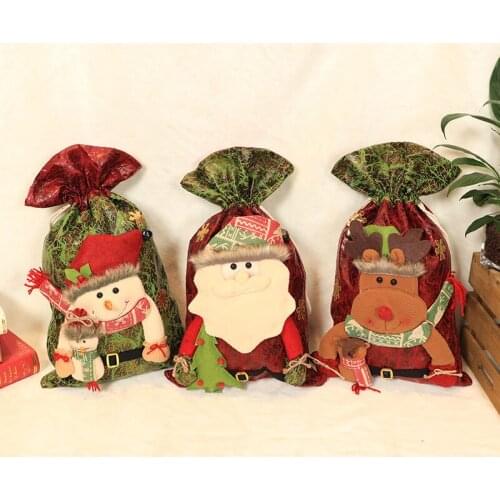 Gift bag Santa backpack bag large imitation leather doll stereo candy bag Christmas decoration