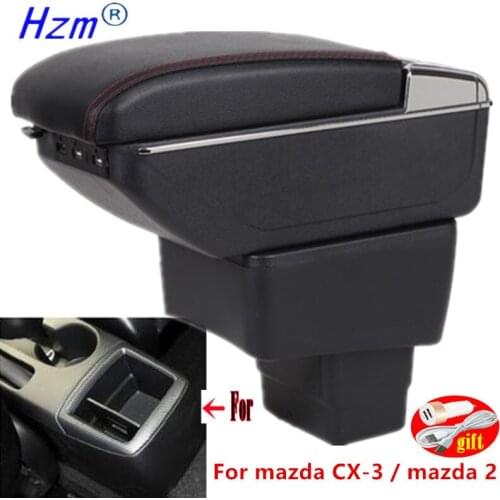 For mazda CX-3 Armrest 2018 For mazda 2 skyactiv version cx3 CX-3 Car Armrest Storage box car accessories Charging with USB