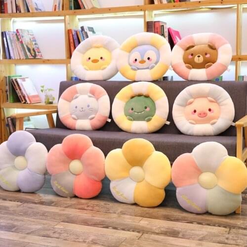 Newborn Swimming Ring Cushion Plush Duck Bear Toys Stuffed Flower Seat Pillow for Girls Home Indoor Carpet Sofa Cushion Decor