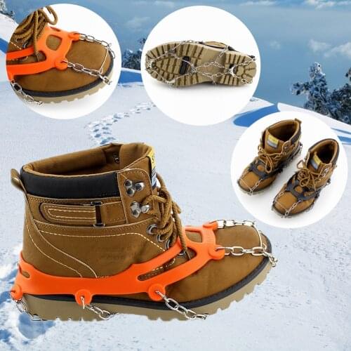 Outdoor Ten-tooth Anti Slip Ice Cleats Shoe Boot Traction Crampon Snow Chain Spikes Grips Cleats