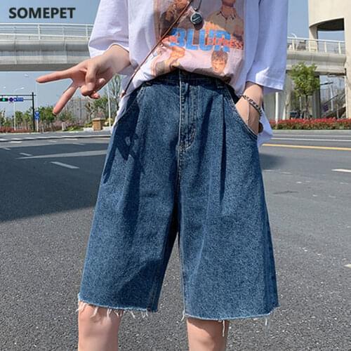 High Waist Hole Tassels Slim Cyclist Denim Bermuda Shorts Jeans Summer Straight Casual Fashion Women Denim Shorts Zipper 2021