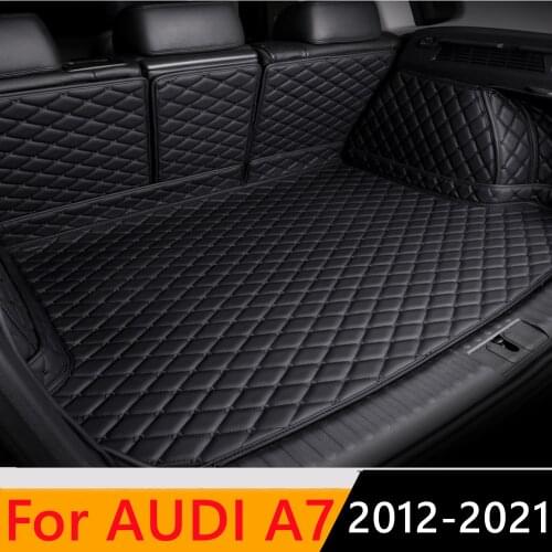 Sinjayer Waterproof Highly Covered Car Trunk Mat Tail Boot Pad Carpet Cover High Side Cargo Liner Fit For AUDI A7 2012 2013-2021