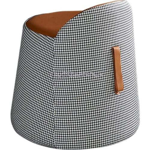 Nordic Real Leather Comb Make-up Stool Back Home Door Shoes Stool Simple Bedroom Sofa Short Stool