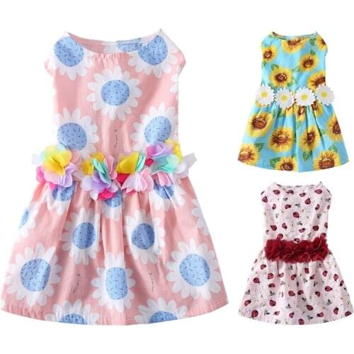 Pet Dog Dress Summer Print Sweet Princess Style Skirt Fashion Wedding Party Skirt Puppy Chihuahua Teddy Pet Apparel Clothes XS-L