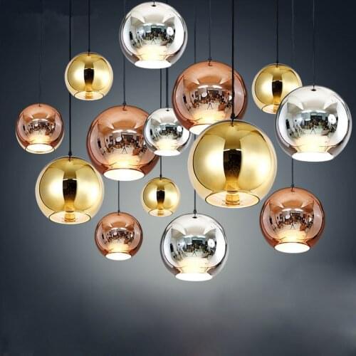 Modern Space Ball Pendant Lamp Electroplated Glass Ball Hanging Lights Simple Restaurant Bar Clothing Store Indoor Lighting E27
