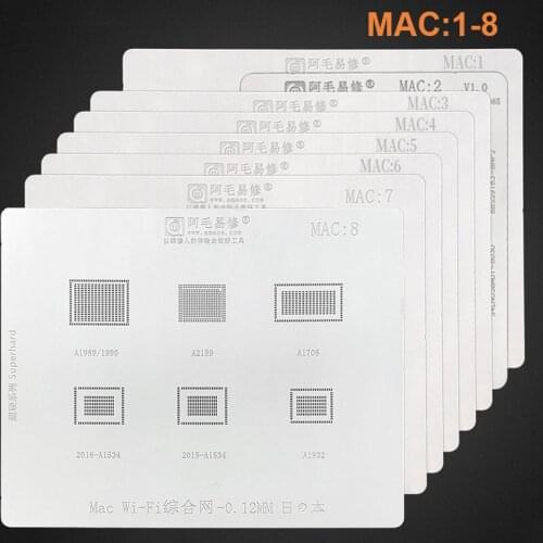 Amaoe For MAC Pro A2159 A1989/1990 A1932 A1706 A1707 A1534 Power IC CPU SSD 0.12mm Thickness BGA Reballing Stencil