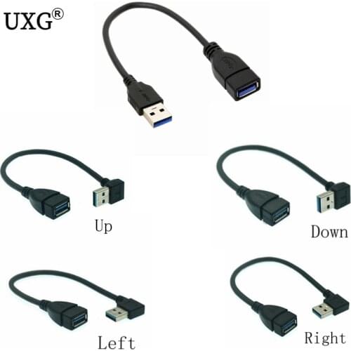 USB Extension Cable USB 3.0 Male to Female Right Angle 90 Degree USB Adapter UP/Down/Left/Right Cabo USB 0.2M