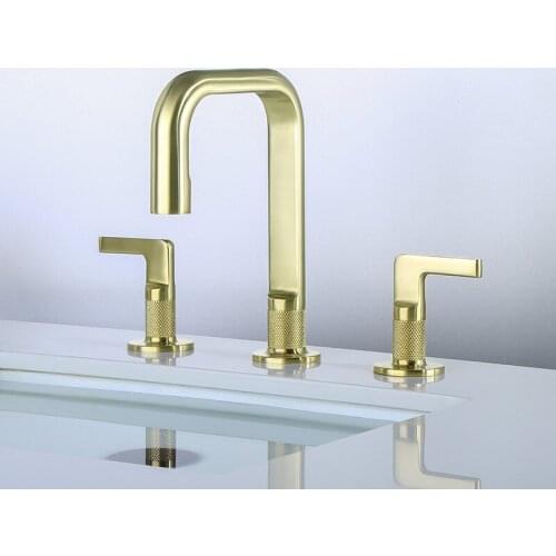 Top Quality Brass Bathroom sink faucet Three holes Two handles basin mixer faucet luxury cold hot bathroom faucet,Brushed gold