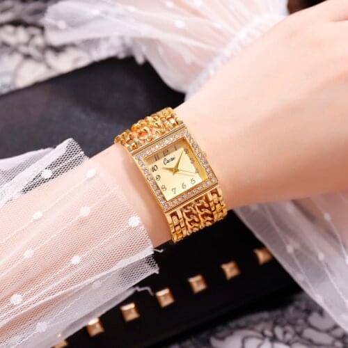 Cacaxi Fashion Chain Bracelet Rose Gold Watches 2020 Luxury Brand Ladies Watch Women Square Female Quartz-watch Wristwatch A048