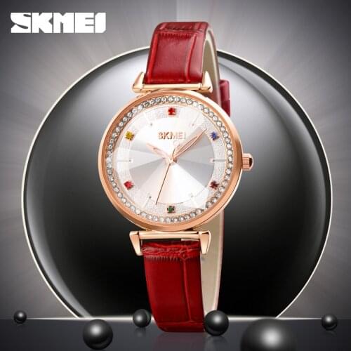 Luxury Women Quartz Watch Top Brand SKMEI Dress Ladies Wristwatch Fashion Leather Strap Watches Simple Dail Signe Clock For Gift