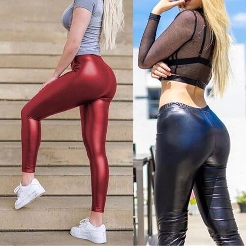 S-5XL Women Sexy Leggings PU Leather Leggings Push Up Hip Women Skinny Pants Trousers Slim Legging Plus Size