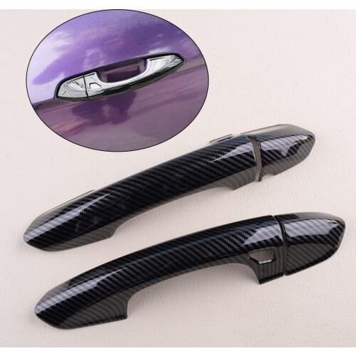 1 Pair Car ABS Door Handle Cover Trim Carbon Fiber Style Decoration Fit for Ford Mustang 2015 2016 2017 2018 2019 2020