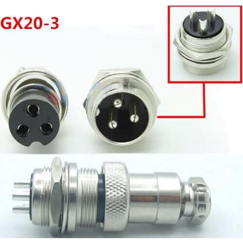 1pcs GX20 3 Pin Male & Female 20mm Wire Panel Connector Aviation Plug L95 GX20 Circular Connector Socket Plug Free Shipping