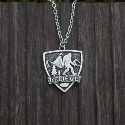 12PCS Bigfoot Antique Mountain Pendant Necklace Running In Mountain Hide & Seek Jewelry