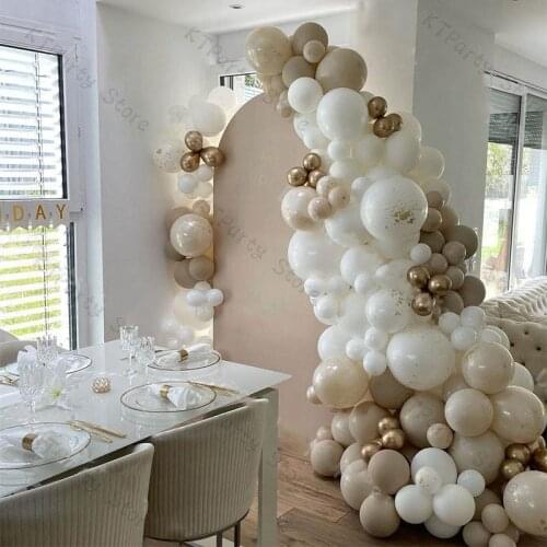 155pcs Natural Sand Balloon Garland Kit Wedding Happy Birthday Decoration Gold White Ballom Arch Globos Baby Shower Party Decor