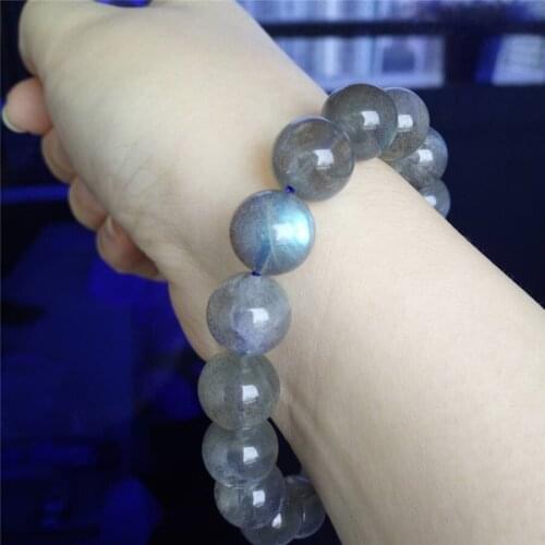 20175A New Arrival Fashion Stretch Power Bracelets For Women Men 11mm Big Round Crystal Bead Natural Labradorite Bracelet