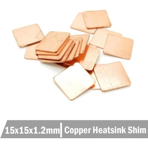 300pcs 15x15x1.2mm Copper Shim Computer graphics heat sink thermal pad copper sheet