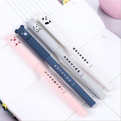 4PCS/lot 0.35mm Panda Pink Mouse Erasable Blue Black Ink Gel Pen Kawaii Animal Writing Pen for School Office Stationary Supplies