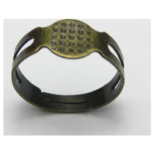 50 Bronze Tone Adjustable Ring Blank Findings GLUE ON Base 8mm Pad