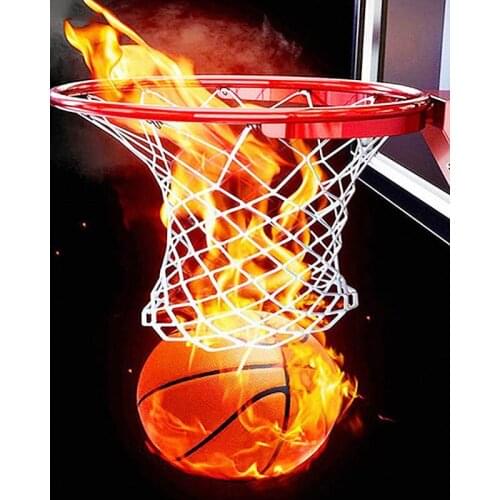 5D Diy Diamond Painting Landscape Basketball Fire Home Decor Full Square Round Diamond Embroidery Sale Sport Wall StickerZP-2542