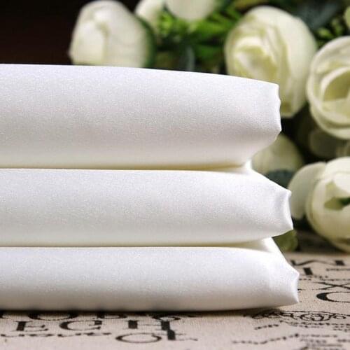 Anti-static Polyester Thick Semi Matte Satin Fabric White Color Wedding Dress Fabric 150cm Width