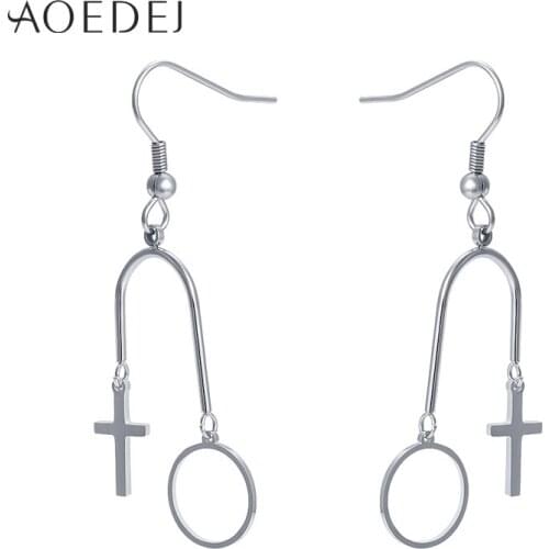 AOEDEJ Mens Hip Hop Cross Stud Earrings Punk Stainless Steel Jewelry Gothic Ear Studs Vintage Jewellry Accessories for Men