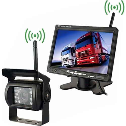 Wireless Reverse Camera 4-pin 7" TFT LCD Folding Truck Bus Parking Assistance Monitors S DC 12V/24V Folding Car Monitors