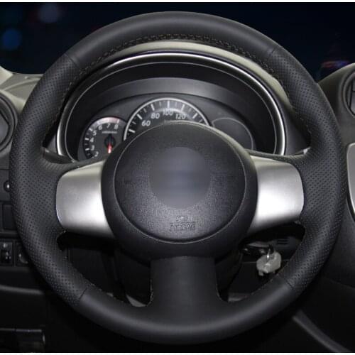 Black Artificial Leather Car Steering Wheel Cover for Nissan March Sunny Versa 2013 Almera