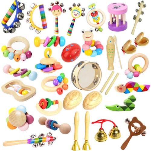 Wooden Rattles Baby Toys Grasp Play Game Teething Infant Toy Early Musical Educational Toy Toddler Rattles Childrens Goods Gift