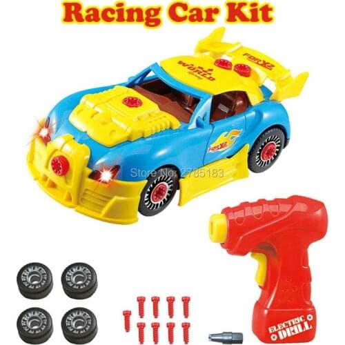 Take Apart Toy Racing Car Kit For Kids- Build Your Own Car Kit Construction Set 30PCS Take-A-Part With Realistic Sounds & Lights