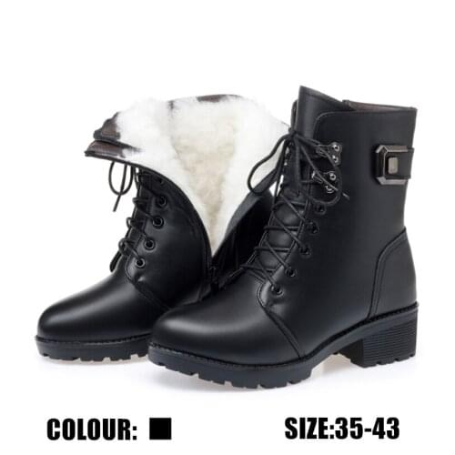 DM05 boots women 2019 new genuine leather 100% natural wool warm women winter naked boots plus size 35-43 winter shoes women