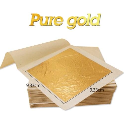 Pure Gold Leaf Edible Gold Leaf Sheets 50pcs 9.33x9.33cm for Cake Decoration Facial Mask Craft Paper Gilding 24K Real Gold Foil
