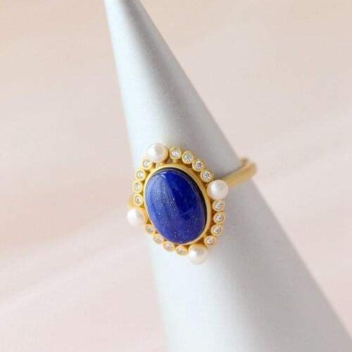 Natural Hetian Jade Lapis Lazuli Sterling Silver S925 Blue Jade Pearl European Style Elegant Luxury Ancient Silver Craft Tempera