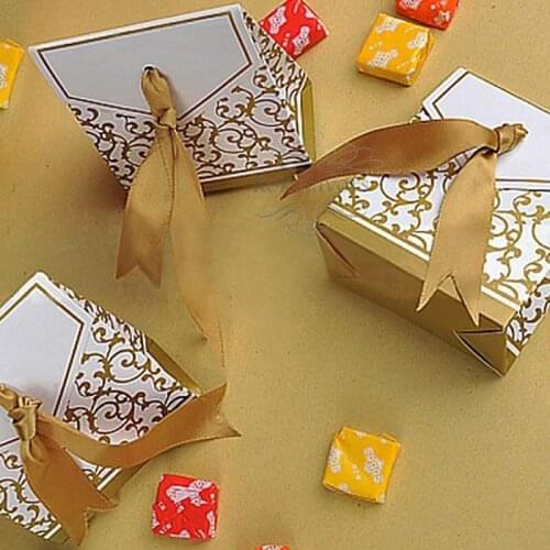 100PCS Classic Floral Candy Boxes Party Sweet Boxes Anniversary Candy Craft Box Birthday Event Reception Table Decors Supplies