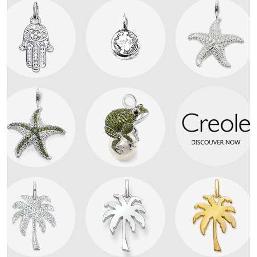 Coconut Tree Hand of Fatima Starfish Frog Necklace Pendant,2019 Summer Fashion Jewelry 925 Sterling Silver Trendy Gift for Women