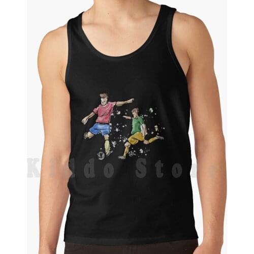 Two Soccer Players Drawing Tank Tops Vest 100% Cotton Soccer Germany Sport Basketball Sports Player Instagood Team