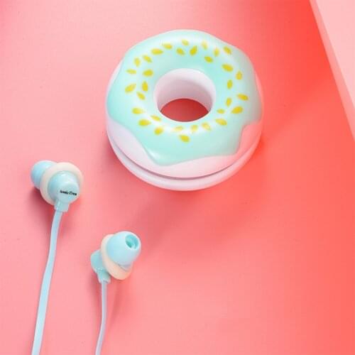 Cute Donuts Macarons Earphones 3.5mm in-ear Stereo Wired Earbuds with mic Earphone Case for Kids ios Phone Redmi Girls MP3 Gifts