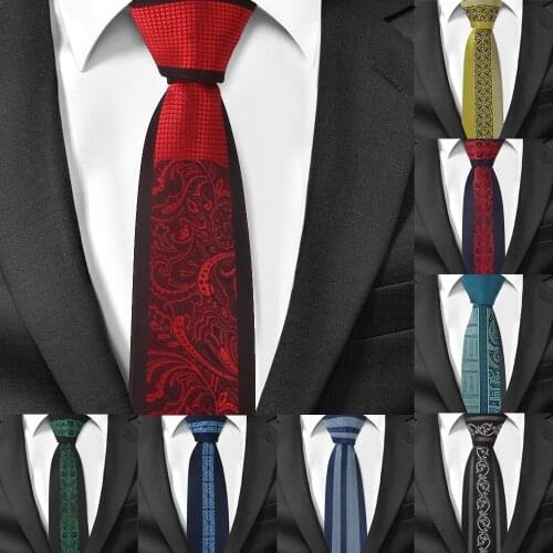 Fashion Skinny Neck Ties for Men Casual Suits Tie Gravatas Blue Mens Neckties For Business Wedding 6cm Width Slim Men Ties