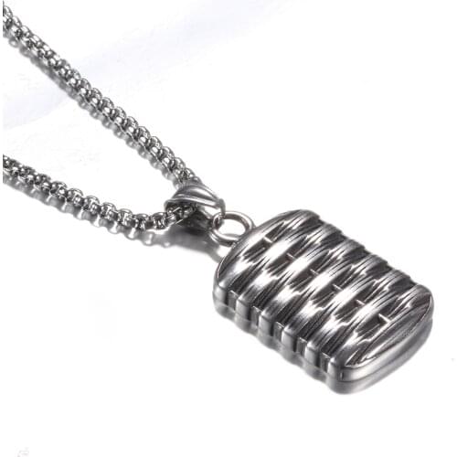 Fashion Men Punk Necklaces Stainless Steel Vintage square concave Personality Pendants Necklace For Man Jewelry