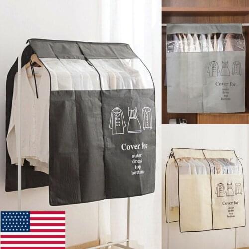 Fashion Solid Hanging Garment Bag Dust-Proof Clothes Cover Jackets Dress Closet Storage US