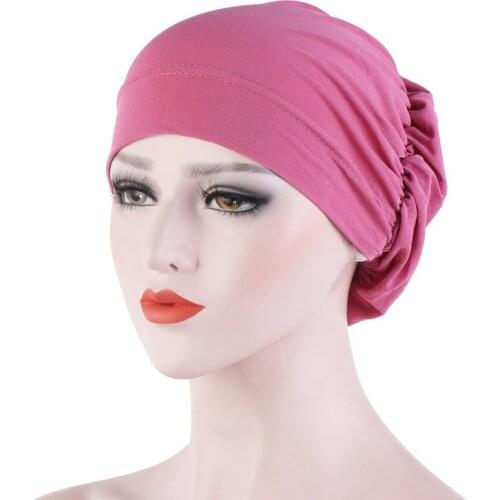 Muslim Solid Color Caps Women Soft Comfortable Caps Islamic Chemotherapy Hat For Female Women Simple Turban Hat