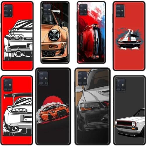 Soft Case Cover for Samsung Galaxy A21S A51 A71 A70 A50 A31 A12 A02S Luxnry Phone Shockproof Coque Japan JDM Sports Car Comic