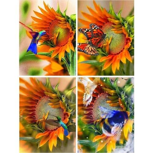 NIANHUA Diamond Art Painting Sunflower Home Decor Mosaic Butterfly Bird Embroidery Flower Animal Wall Stickers