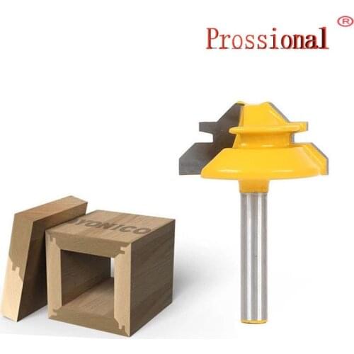 New 45 Degree Lock Miter Router Bit 8Inch Shank Woodworking Tenon Milling Cutter Tool Drilling Milling For Wood Carbide Alloy