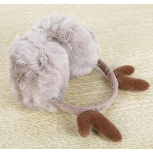 Novelty Cute Antlers Fur Winter Earmuffs Women Warm Earmuffs Ear Warmer Gift For Girl Cover Ears Super Soft Plush Ear Muff