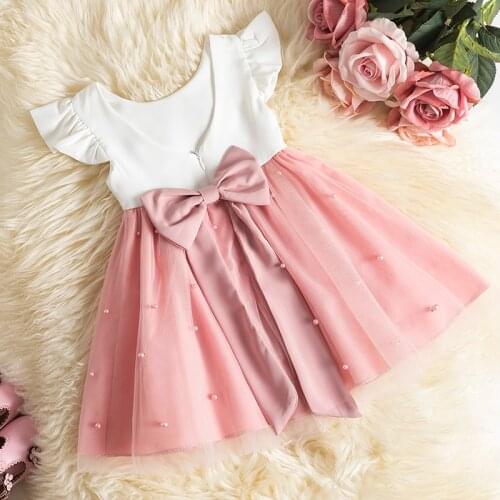 Toddler Baby Girl Cute Bow Tutu Party Dresses Clothes Wedding 1 2 3 4 5 Years Birthday Infant Party Formal Wear Christening Gown
